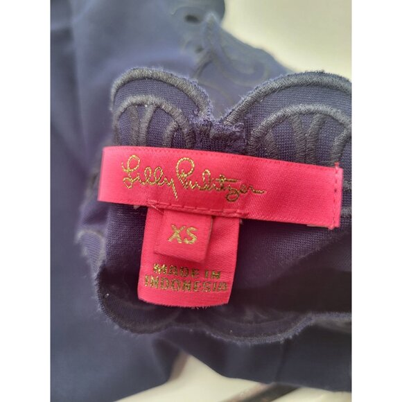 Lilly Pulitzer True Navy Resort Ponte Edie Eyelet Embroidery Sleeveless Top XS - Picture 2 of 6